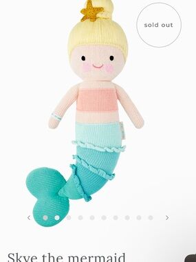 Hand-Knit Mermaid Doll in Pastel Pink & Aqua